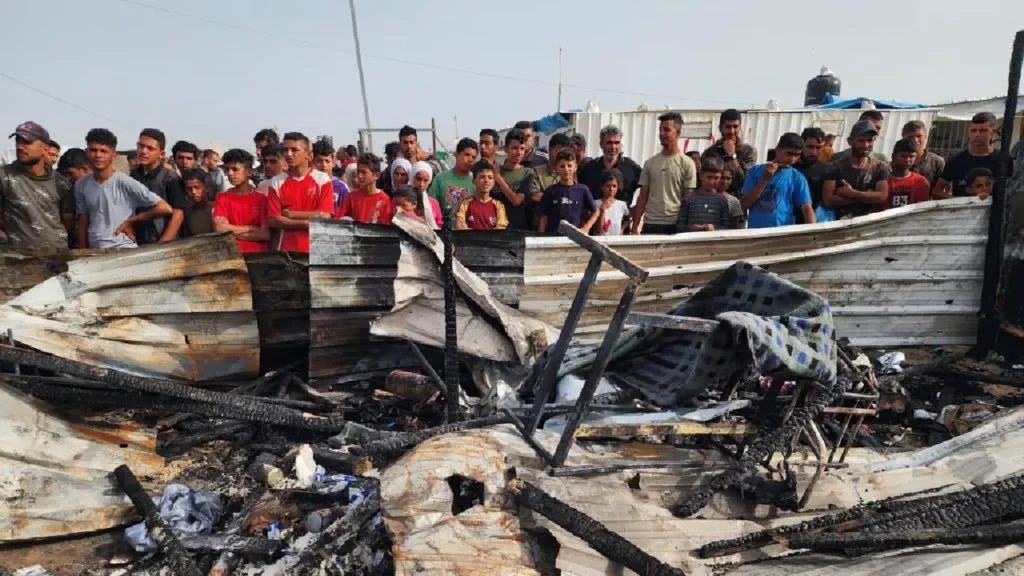 Destroyed homes in Gaza after Israeli airstrike