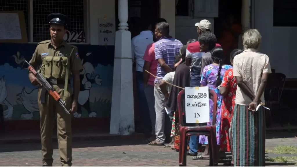 Voters casting ballots in Sri Lanka's presidential election