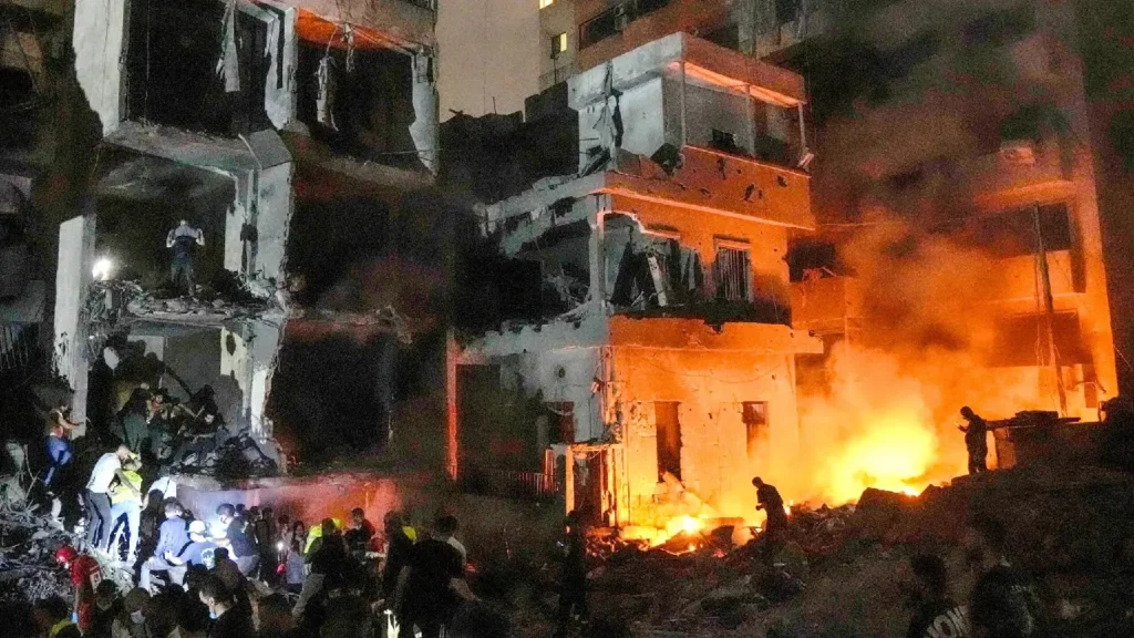 Image of the destruction in Basta, Beirut after air strikes