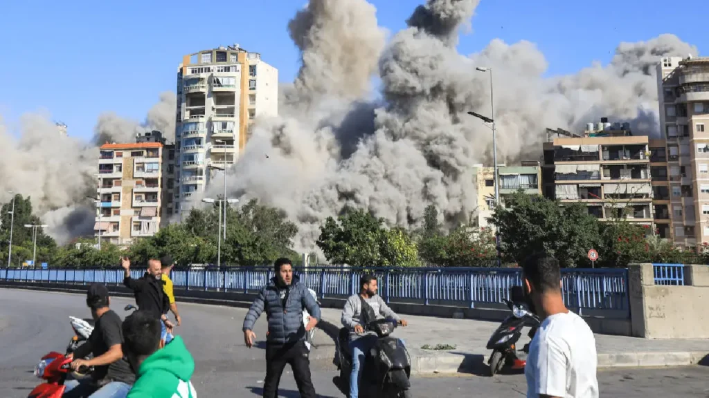 Lebanese compound after Israeli airstrike