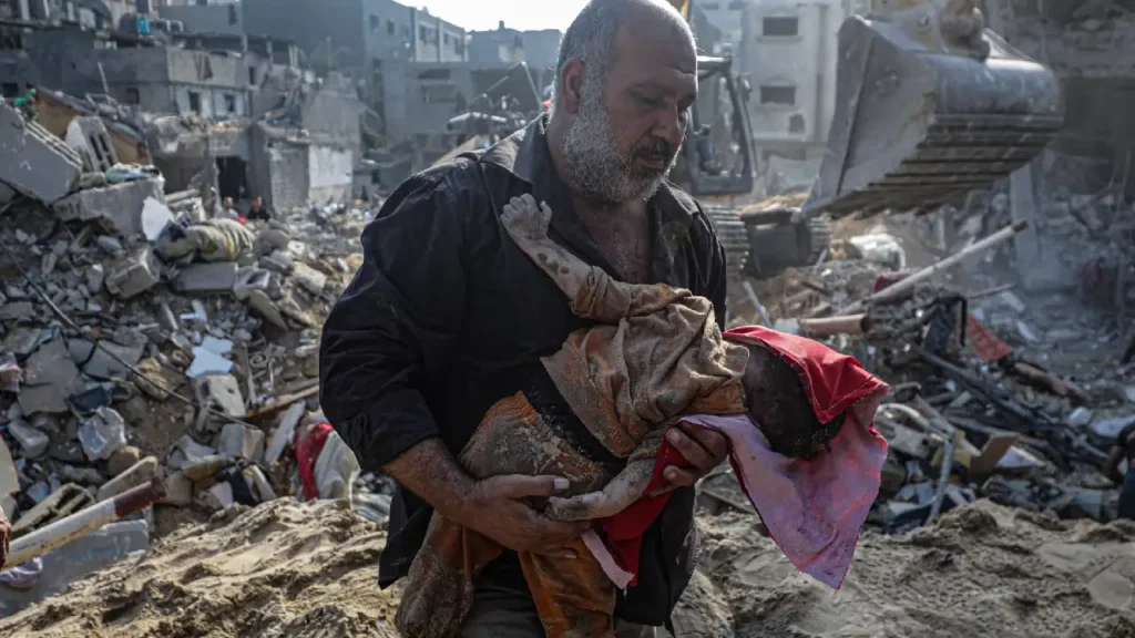 Nuseirat Girls School airstrike aftermath in Gaza