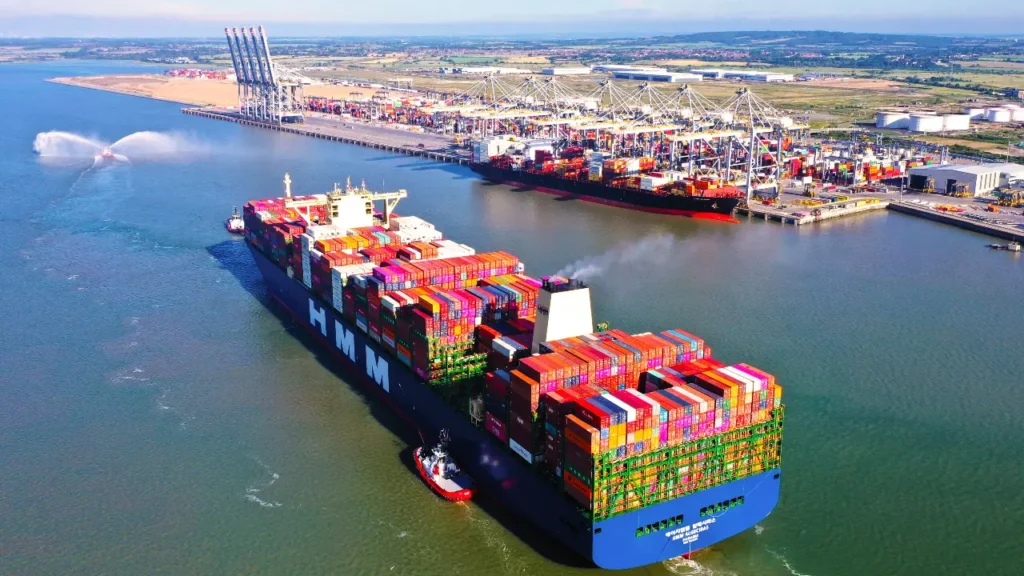 Aerial view of London Gateway port.