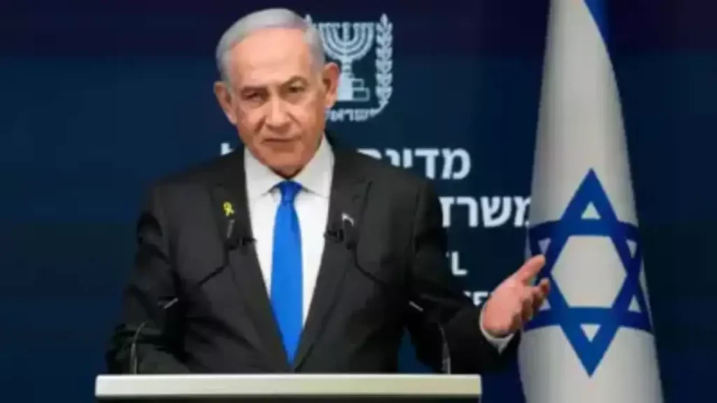 Netanyahu speaking at press conference