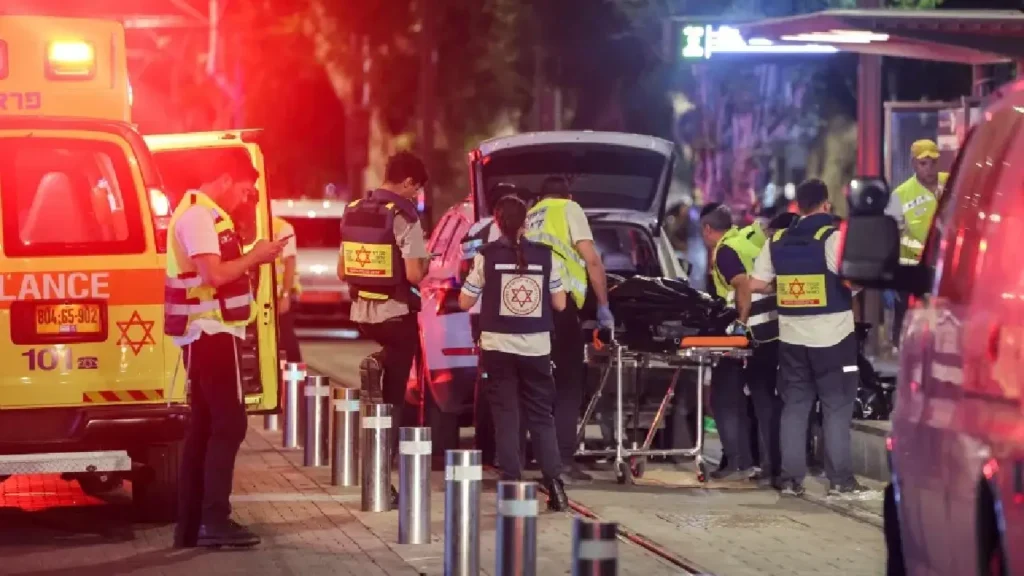 Light rail in Tel Aviv with civilians and inspectors