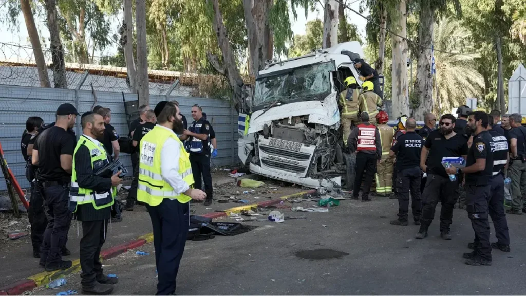 Scene of truck attack near Israeli military base