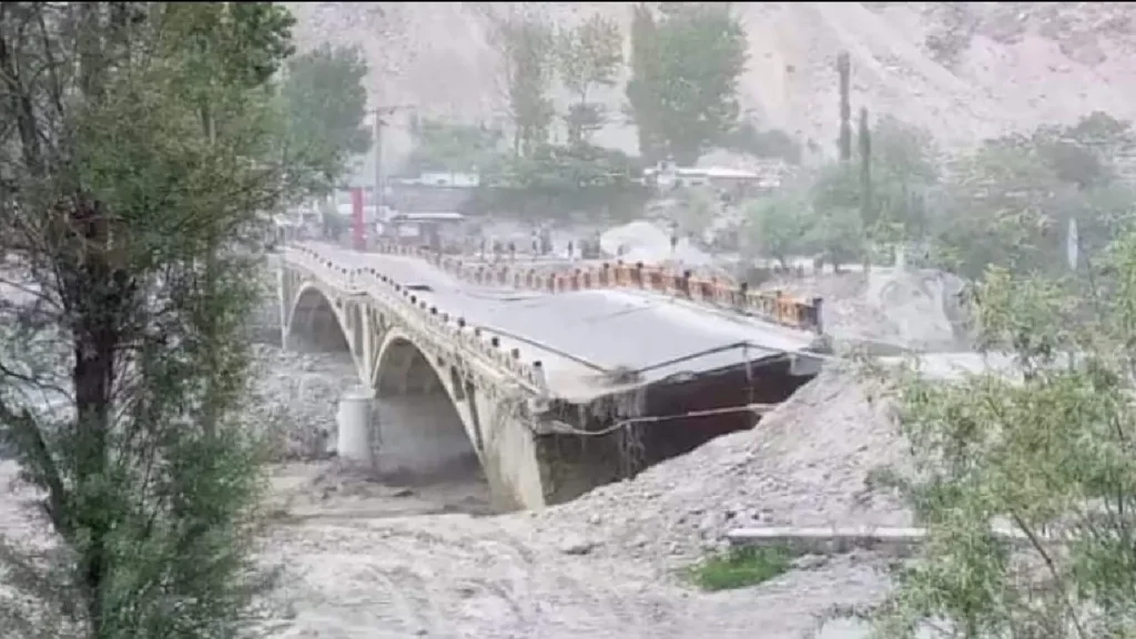 Crumbling cliffs in Hassanabad due to glacier melt floods