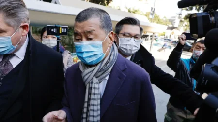 Jimmy Lai in court during national security trial.