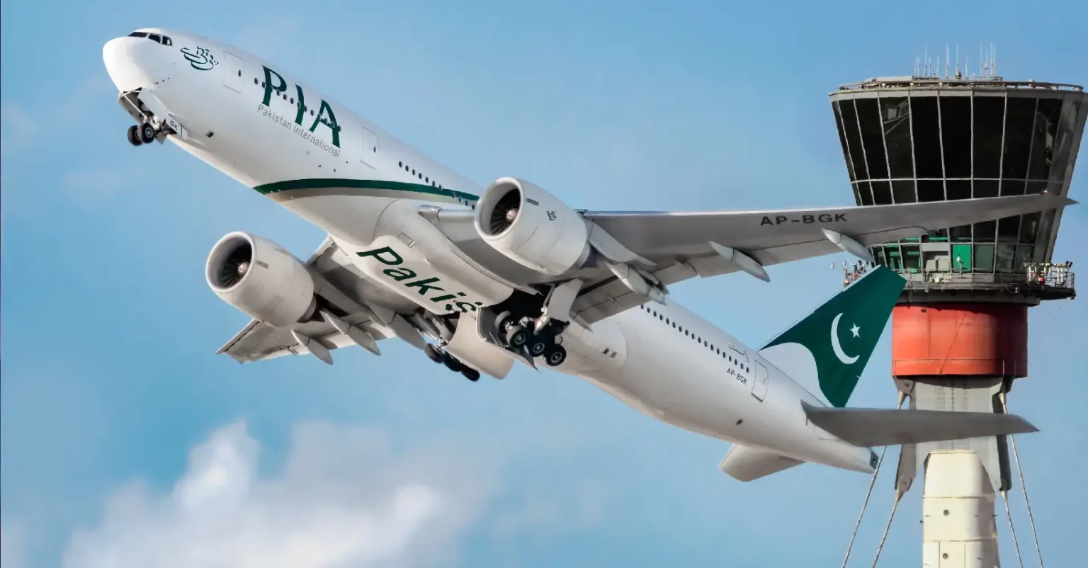 "PIA aircraft ready for takeoff on the runway."